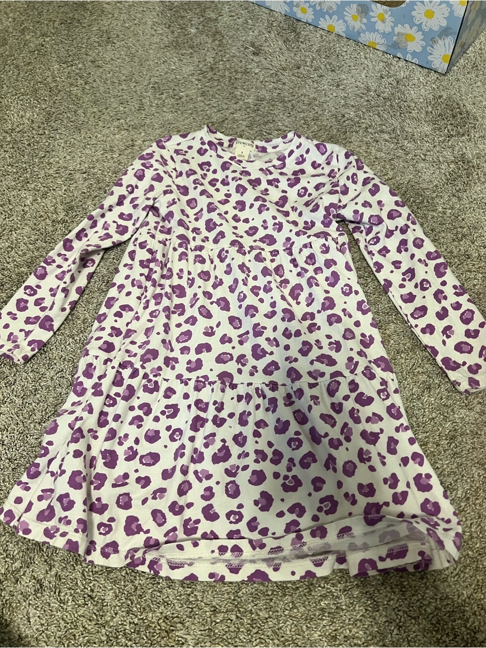 Purple Leopard Print Long Sleeve crewcuts Girls Dress